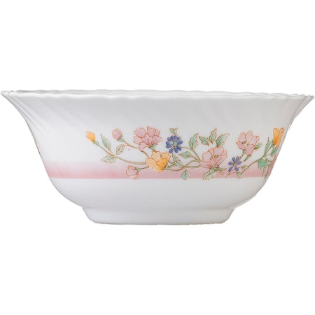 Салатник с цветн.декором; стекло; 270мл; D=12см; белый,разноцветн.