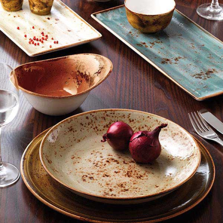 Салатник «Крафт»; фарфор; 650мл; D=20.5,H=4см; зелен.