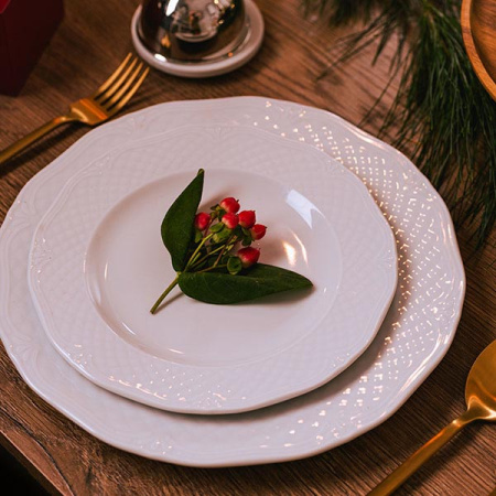 Тарелка мелкая «Афродита»; фарфор; D=27,H=2.2см; белый