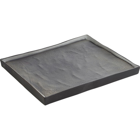 Блюдо прямоуг. «Сольстис Мун Лайт»; фарфор; H=1.5,L=21,B=17.5см; серый,черный