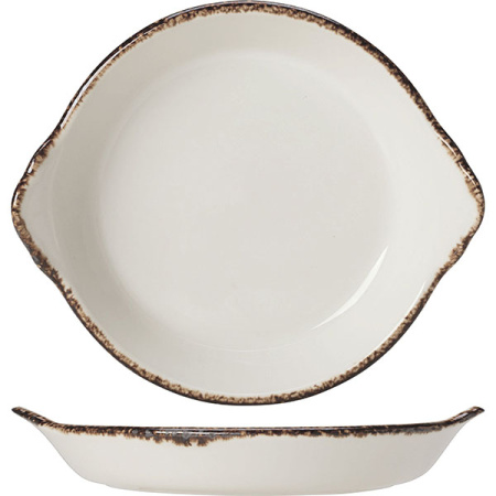 Сковорода порц. «Браун дэппл»; фарфор; D=16.5см; белый,коричнев.