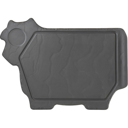 Блюдо для стейка «Корова»; фарфор; H=1.7,L=38,B=27.2см; черный