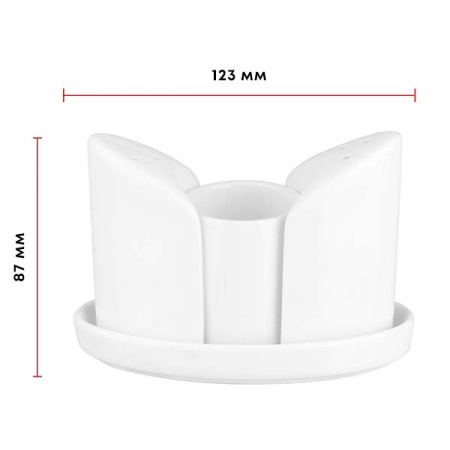 Набор для специй 3 пр-та на подставке; фарфор; белый