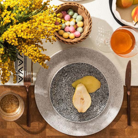 Тарелка мелкая «Инк Блэк»; фарфор; D=20см; белый,черный