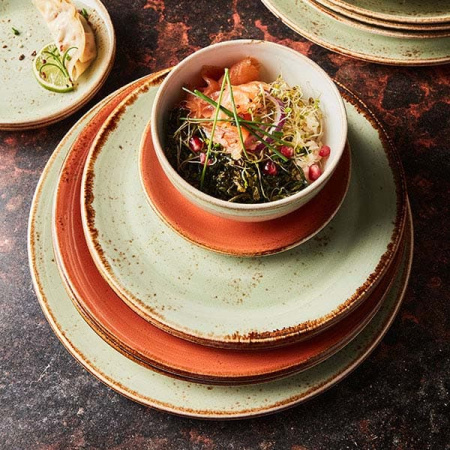 Тарелка мелкая «Крафт»; фарфор; D=25,H=2см; зелен.