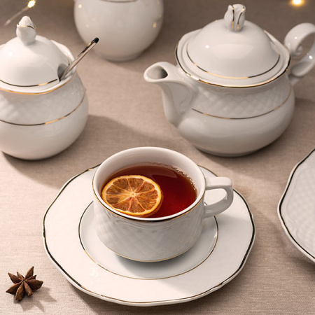 Сахарница «Афродита»; фарфор; 250мл; D=7.5,H=13см; белый,золотой