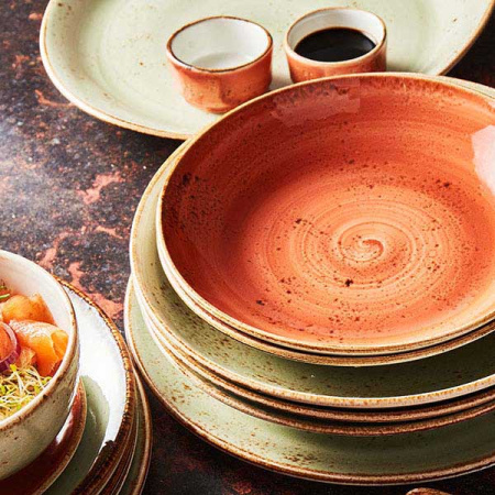 Тарелка мелкая «Крафт»; фарфор; D=30.5,H=3.7,L=30.5,B=27.5см; зелен.