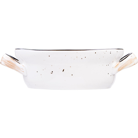 Блюдо для запек.с ручк. «Пастораль»; фарфор; 550мл; D=15.5,H=5,L=19.6см; оранжев.