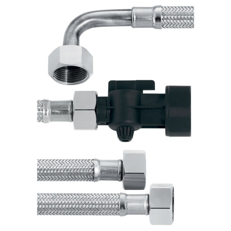 Комплект шлангов №3: Вход с запорным краном G1 - G3/4 + вых. G3/4 -G3/4 с коленом, DN13, 2 м