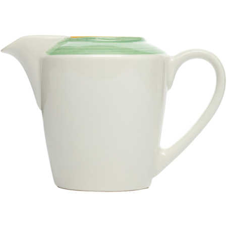 Молочник «Рио Грин»; фарфор; 142мл; H=8,L=13см; белый,зелен.