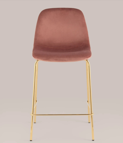 Стул полубарный Валенсия SN велюр розовый золотые ножки