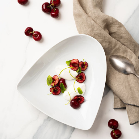 Тарелка треугольная «Энжой»; фарфор; L=21.3,B=19.4см; белый