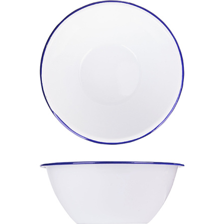 Салатник эмалиров.; сталь; 900мл; D=17,H=6.5см; белый,синий