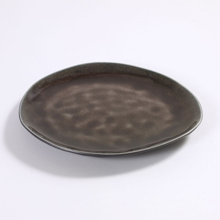 Тарелка овал. «Пьюр»; керамика; L=28,B=24см; коричнев.