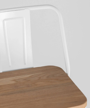 Стул барный TOLIX WOOD со спинкой белый глянцевый