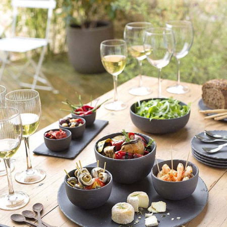 Салатник «Базальт» матовый; фарфор; 600мл; D=14,H=8см; черный