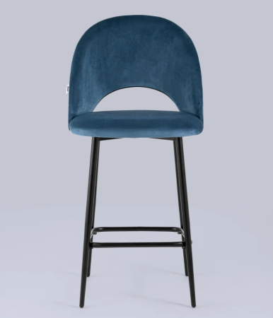 Стул полубарный Меган велюр пыльно-синий