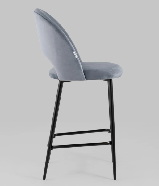 Стул полубарный Меган велюр серый