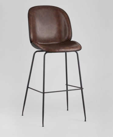Стул барный Beetle PU со спинкой коричневый