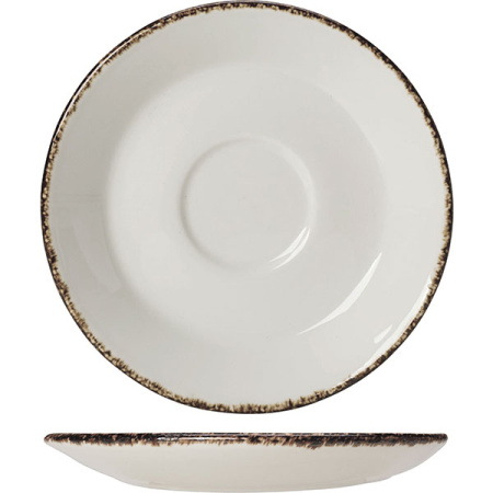 Блюдце «Браун дэппл»; фарфор; D=15.5см; белый,коричнев.