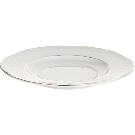 Блюдце «Афродита»; фарфор; D=17,H=1.8см; белый,золотой