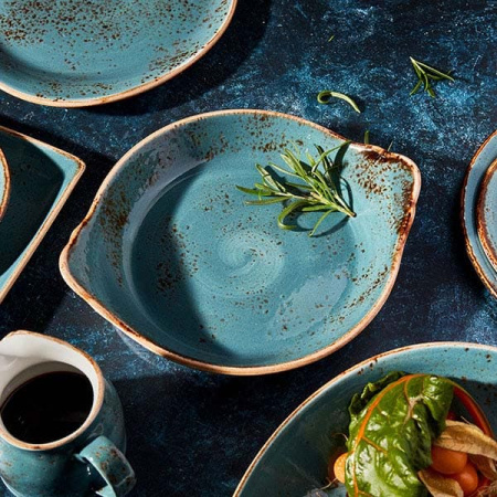 Блюдо прямоугольное «Крафт»; фарфор; H=2,L=33,B=19см; синий