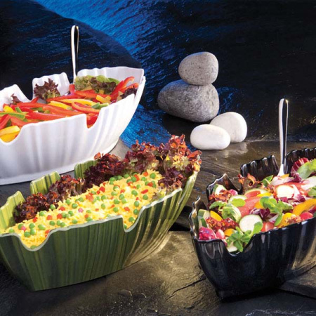 Салатник «Лист»; пластик; H=10,L=40,B=18.5см; белый