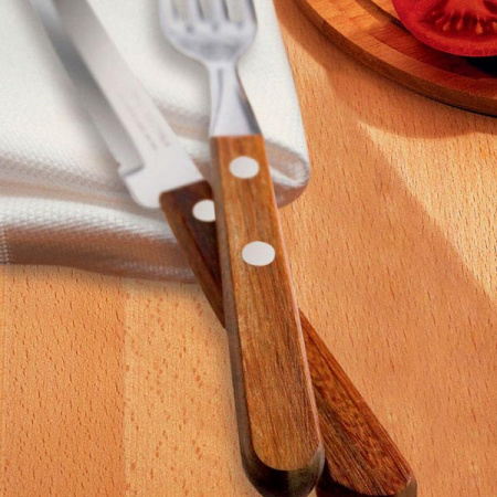 Вилка столовая с дерев.ручкой [3шт]; сталь,дерево; L=190/65,B=10мм; металлич.