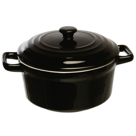 Горшок для запекания с ручк. «Форно»; керамика; 450мл; D=12,H=9.5см; черный