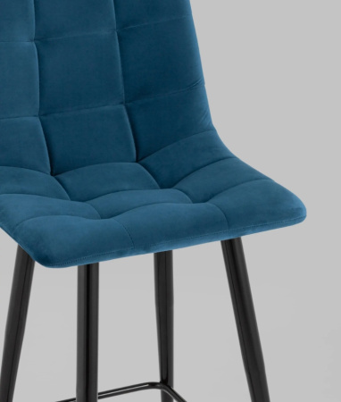 Стул полубарный Джанго велюр синий высота сиденья 60 см