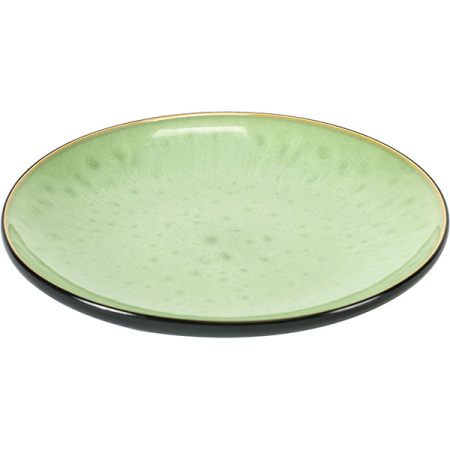 Тарелка «Пьюр»; керамика; D=16,H=2см; черный,зелен.
