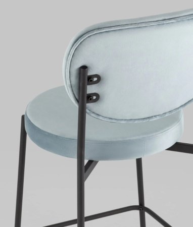 Стул полубарный Барбара NEW велюр серо-голубой