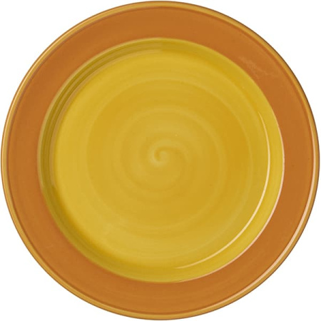 Тарелка мелкая «Фридом-Слимлайн»; фарфор; D=16см; белый,желт.