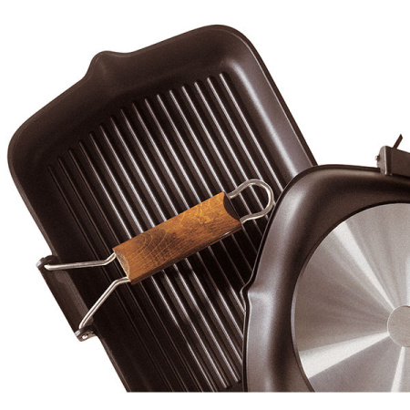 Сковорода-гриль; алюмин.,дерево; H=4,L=27/43,B=34.5см; черный