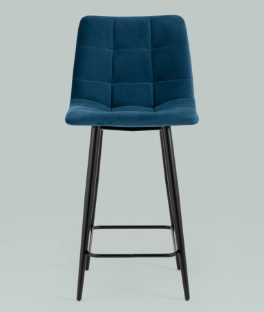 Стул полубарный Джанго велюр синий высота сиденья 60 см
