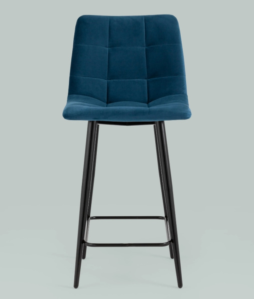 Стул полубарный Джанго велюр синий высота сиденья 60 см