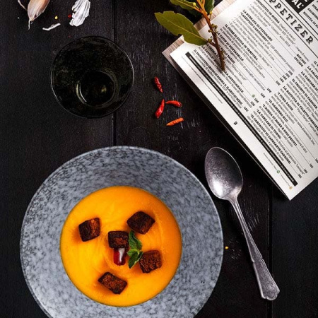 Салатник «Органика»; фарфор; 1000мл; D=20,H=7см; серый