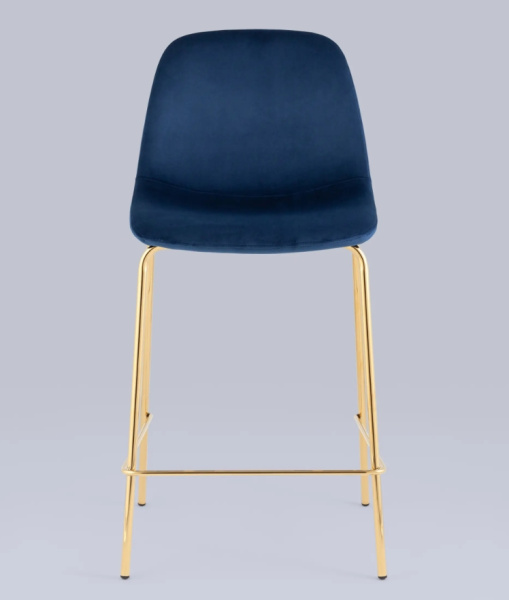 Стул полубарный Валенсия SN велюр синий золотые ножки