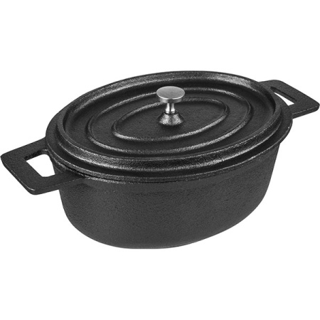 Форма для запек.овал.с крышкой; чугун; 800мл; H=7,L=18,B=14см; черный