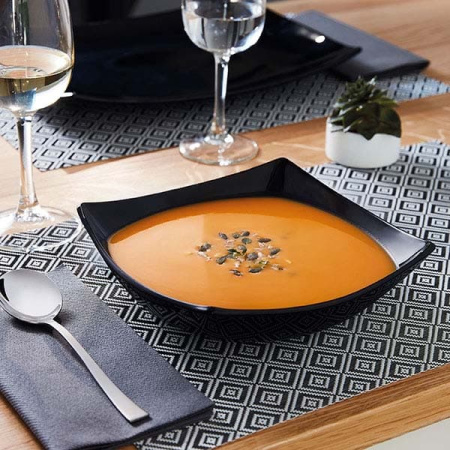 Тарелка глубокая «Квадрато»; стекло; 850мл; H=5.5,L=20,B=20см; черный