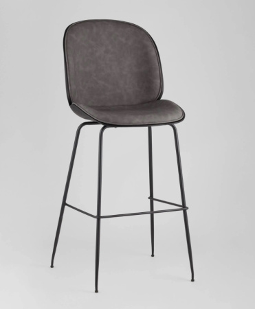 Стул барный Beetle PU со спинкой серый