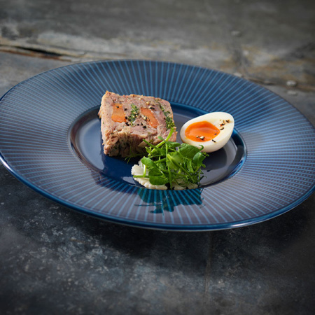 Тарелка мелкая с широк.бортом; фарфор; D=28.5см; синий