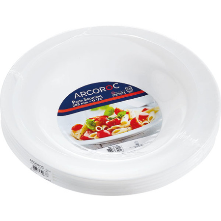 Тарелка для пасты «Бургер Солюшнс»; стекло; 500мл; D=28.5см; белый