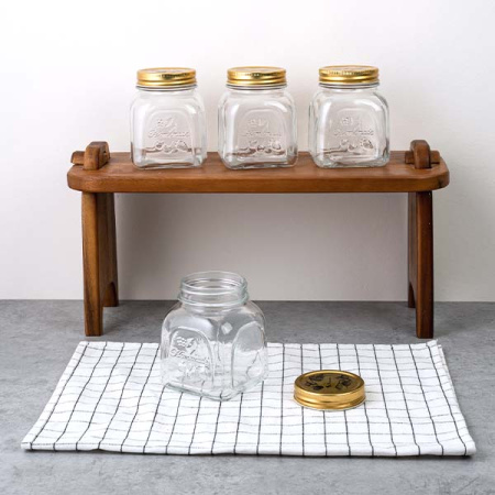 Банка с крышкой «Хоммэйд»; стекло,металл; 500мл; прозр.,металлич.