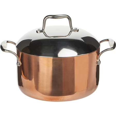 Кастрюля с крышкой 3-х слойная медь; сталь нерж.,алюмин.; 3л; D=20,H=9.5см; медный