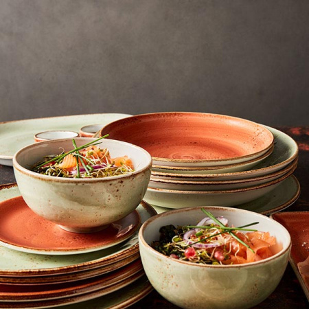 Салатник «Крафт»; фарфор; 1000мл; D=25.5,H=3.5см; зелен.