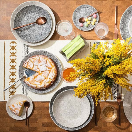 Салатник «Инк Грэй»; фарфор; D=20.5см; серый,белый