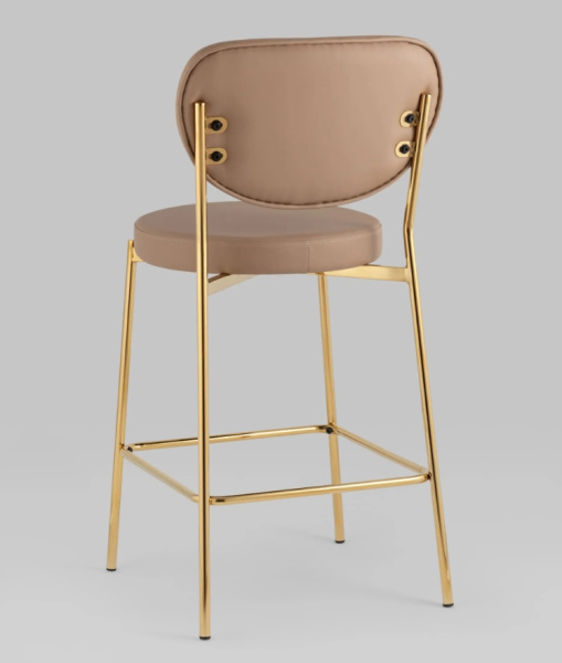 Стул полубарный Барбара NEW экокожа бежевая золотые ножки