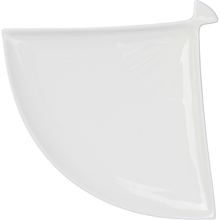 Блюдо-веер «Кунстверк»; фарфор; H=2,L=27,B=20см; белый