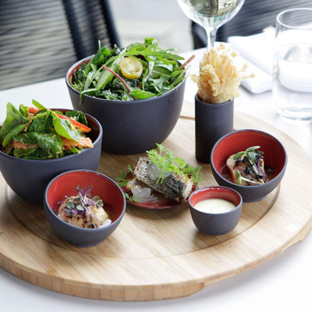 Салатник для компл.; керамика; 30мл; D=7,H=5.5см; черный,красный